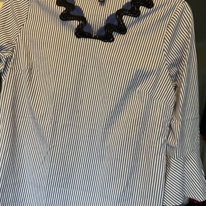 TALBOTS STRIPED TOP W 3/4 bell sleeves & embroidery at neckline NEW W/O tags.!